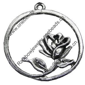 Pendant/Charm, Zinc Alloy Jewelry Findings, Lead-free, Flower 33mm, Sold by Bag
