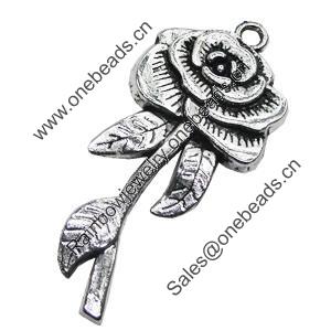 Pendant/Charm, Zinc Alloy Jewelry Findings, Lead-free, Flower 19x39mm, Sold by Bag