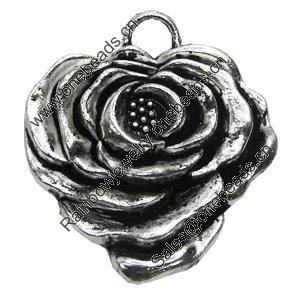 Pendant/Charm, Zinc Alloy Jewelry Findings, Lead-free, Flower 31x28mm, Sold by Bag