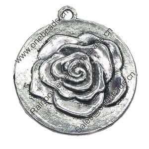 Pendant/Charm, Zinc Alloy Jewelry Findings, Lead-free, Flower 33mm, Sold by Bag