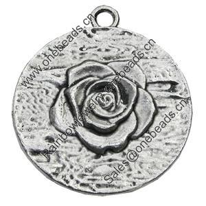 Pendant/Charm, Zinc Alloy Jewelry Findings, Lead-free, Flower 37mm, Sold by Bag