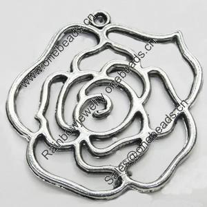 Pendant/Charm, Zinc Alloy Jewelry Findings, Lead-free, Flower 40x40mm, Sold by Bag