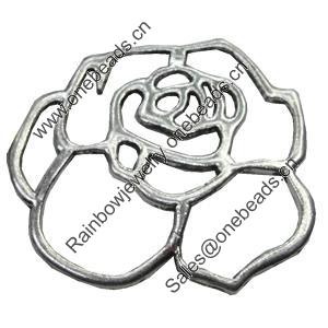 Pendant/Charm, Zinc Alloy Jewelry Findings, Lead-free, Flower 43x39mm, Sold by Bag