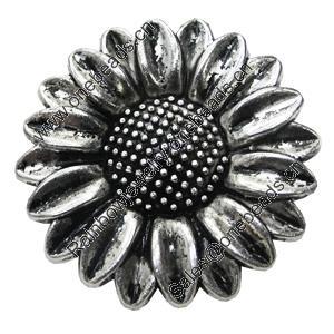 Pendant/Charm, Zinc Alloy Jewelry Findings, Lead-free, Flower 36mm, Sold by Bag