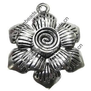 Pendant/Charm, Zinc Alloy Jewelry Findings, Lead-free, Flower 41mm, Sold by Bag