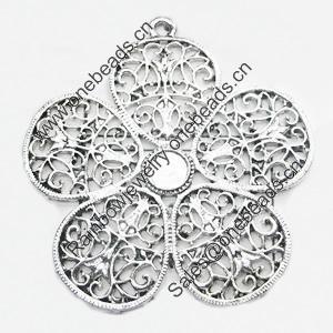 Pendant/Charm, Zinc Alloy Jewelry Findings, Lead-free, Flower 47mm, Sold by Bag