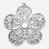 Pendant/Charm, Zinc Alloy Jewelry Findings, Lead-free, Flower 47mm, Sold by Bag