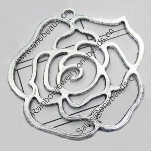 Pendant/Charm, Zinc Alloy Jewelry Findings, Lead-free, Flower 56x54mm, Sold by Bag