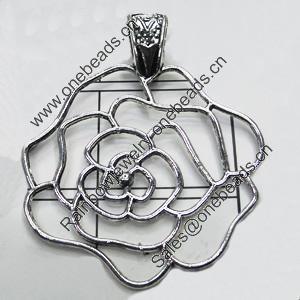 Pendant/Charm, Zinc Alloy Jewelry Findings, Lead-free, Flower 54x48mm, Sold by Bag