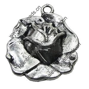 Pendant/Charm, Zinc Alloy Jewelry Findings, Lead-free, Flower 23mm, Sold by Bag