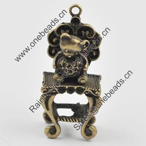 Pendant/Charm, Zinc Alloy Jewelry Findings, Lead-free, 42x20x12mm, Sold by Bag