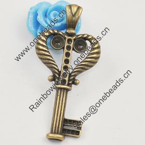Pendant/Charm, Zinc Alloy Jewelry Findings, Lead-free, 48x22mm, Sold by Bag