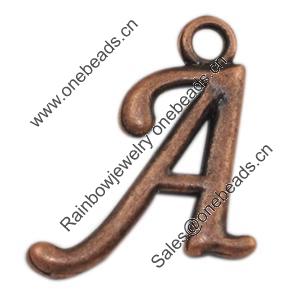 Pendant/Charm, Zinc Alloy Jewelry Findings, Lead-free, letter 17x15mm, Sold by Bag