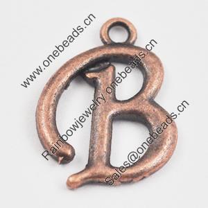 Pendant/Charm, Zinc Alloy Jewelry Findings, Lead-free, letter 19x15mm, Sold by Bag