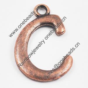 Pendant/Charm, Zinc Alloy Jewelry Findings, Lead-free, letter 20x13mm, Sold by Bag
