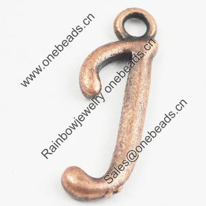 Pendant/Charm, Zinc Alloy Jewelry Findings, Lead-free, letter 20x7mm, Sold by Bag