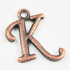 Pendant/Charm, Zinc Alloy Jewelry Findings, Lead-free, letter 19x18mm, Sold by Bag