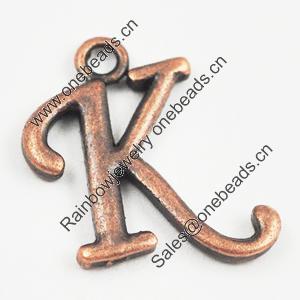 Pendant/Charm, Zinc Alloy Jewelry Findings, Lead-free, letter 19x18mm, Sold by Bag