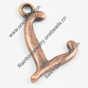 Pendant/Charm, Zinc Alloy Jewelry Findings, Lead-free, letter 19x15mm, Sold by Bag