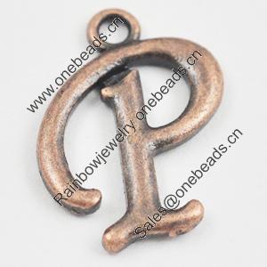 Pendant/Charm, Zinc Alloy Jewelry Findings, Lead-free, letter 20x14mm, Sold by Bag