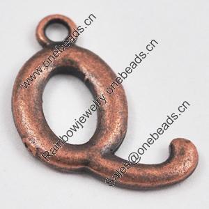 Pendant/Charm, Zinc Alloy Jewelry Findings, Lead-free, letter 20x14mm, Sold by Bag