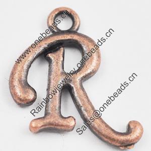 Pendant/Charm, Zinc Alloy Jewelry Findings, Lead-free, letter 18x15mm, Sold by Bag