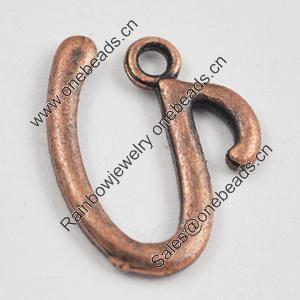 Pendant/Charm, Zinc Alloy Jewelry Findings, Lead-free, letter 15x18mm, Sold by Bag
