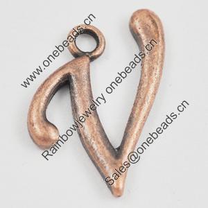 Pendant/Charm, Zinc Alloy Jewelry Findings, Lead-free, letter 11x20mm, Sold by Bag