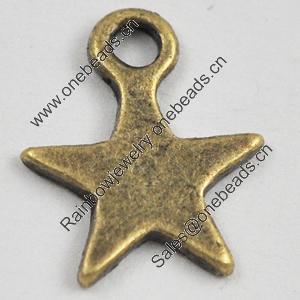 Pendant/Charm, Zinc Alloy Jewelry Findings, Lead-free, Star 13x11mm, Sold by Bag