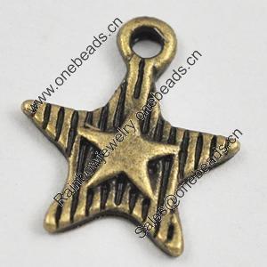 Pendant/Charm, Zinc Alloy Jewelry Findings, Lead-free, Star 14x12mm, Sold by Bag