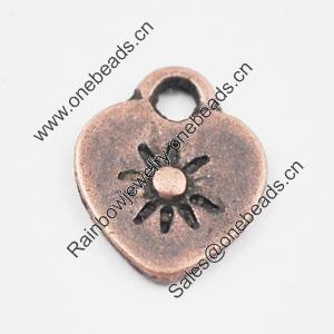 Pendant/Charm, Zinc Alloy Jewelry Findings, Lead-free, Heart 11x9mm, Sold by Bag