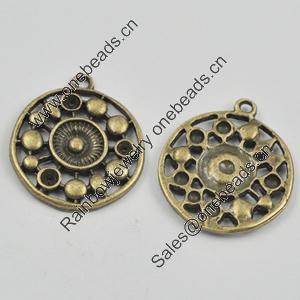 Pendant/Charm, Zinc Alloy Jewelry Findings, Lead-free, Flat Round 27x24mm, Sold by Bag