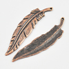 Pendant/Charm, Zinc Alloy Jewelry Findings, Lead-free, Leaf 44x10mm, Sold by Bag