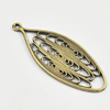 Pendant/Charm, Zinc Alloy Jewelry Findings, Lead-free, leaf 49x19mm, Sold by Bag