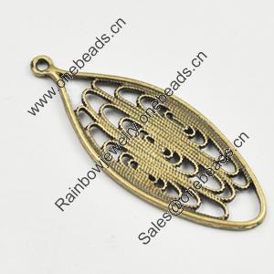 Pendant/Charm, Zinc Alloy Jewelry Findings, Lead-free, leaf 49x19mm, Sold by Bag