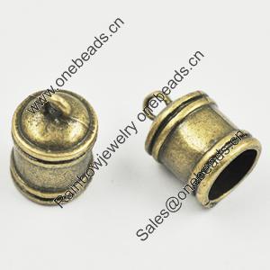 Zinc Alloy Cord End Caps, 18x12mm, hole: about 10mm, Sold by Bag