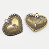 Pendant/Charm, Zinc Alloy Jewelry Findings, Lead-free, Heart 26x23mm, Sold by Bag