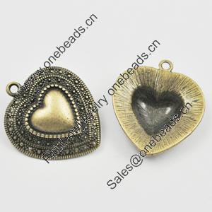 Pendant/Charm, Zinc Alloy Jewelry Findings, Lead-free, Heart 34x29mm, Sold by Bag