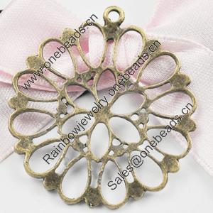 Pendant/Charm, Zinc Alloy Jewelry Findings, Lead-free, Flower 35x33mm, Sold by Bag