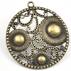 Pendant/Charm, Zinc Alloy Jewelry Findings, Lead-free, Flat Round 43x39mm, Sold by Bag