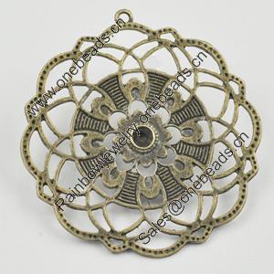 Pendant/Charm, Zinc Alloy Jewelry Findings, Lead-free, Flower 51x50mm, Sold by Bag