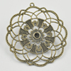Pendant/Charm, Zinc Alloy Jewelry Findings, Lead-free, Flower 51x50mm, Sold by Bag