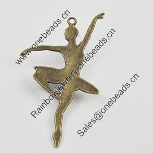 Pendant/Charm, Zinc Alloy Jewelry Findings, Lead-free, Dancer 38x69mm, Sold by Bag