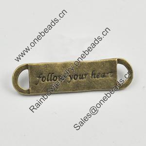 Connector, Zinc Alloy Jewelry Findings, Lead-free, Rectangle 44x11mm, Sold by Bag