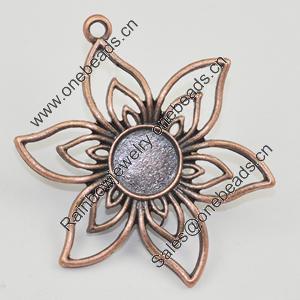 Pendant/Charm, Zinc Alloy Jewelry Findings, Lead-free, Flower 46x37mm, Sold by Bag