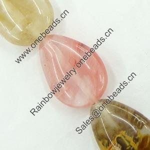 Gemstone beads, cherry quartz, flat teardrop, 13x18mm, Sold per 15-16 inch Strand 