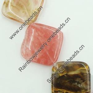 Gemstone beads, cherry quartz, corner drilled square, 30mm, Sold per 15-16 inch Strand 