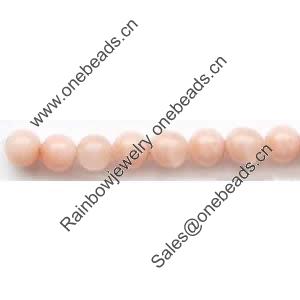 Gemstone beads, peach stone, round, 4mm, Sold per 16-inch Strand 