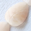 Gemstone beads, peach stone, leaf, 35x25x7mm, Sold per 16-inch Strand