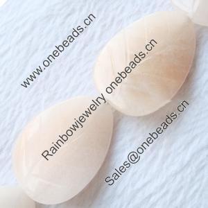 Gemstone beads, peach stone, leaf, 18x13x4mm, Sold per 16-inch Strand
